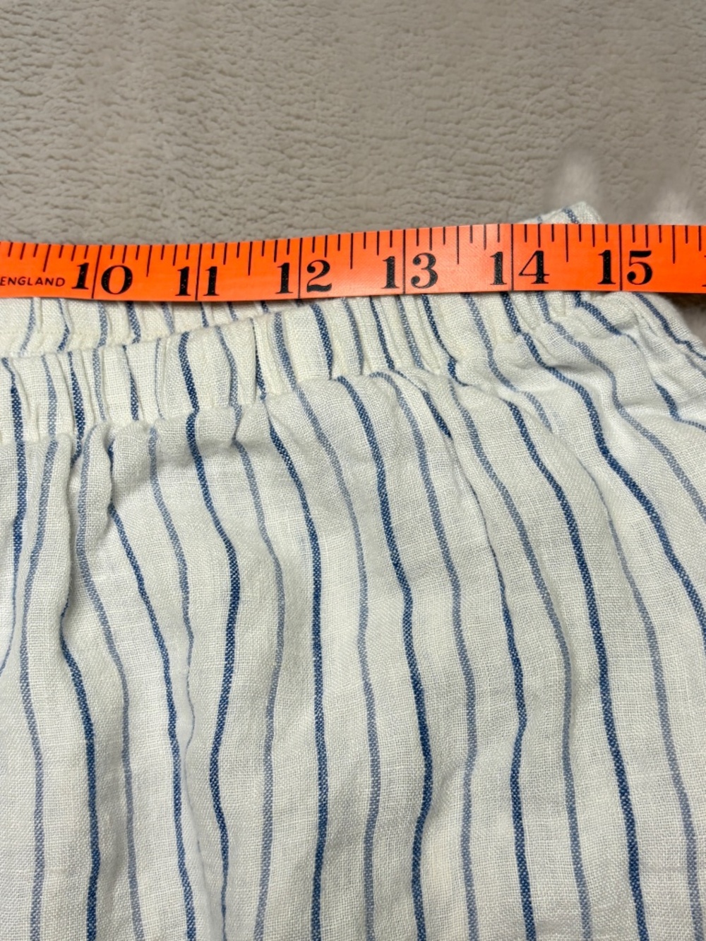 FLAX Linen Capri Pants Womens M Striped Wide Leg Elastic Waist Beach Coastal - Picture 6 of 9